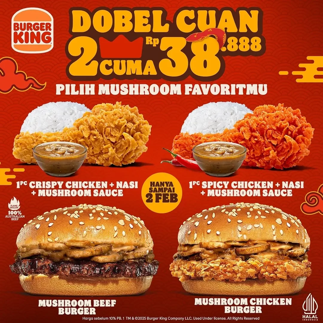 Promo Burger King Double Cuan 2 Hanya Rp 38 Ribuan - Image 1