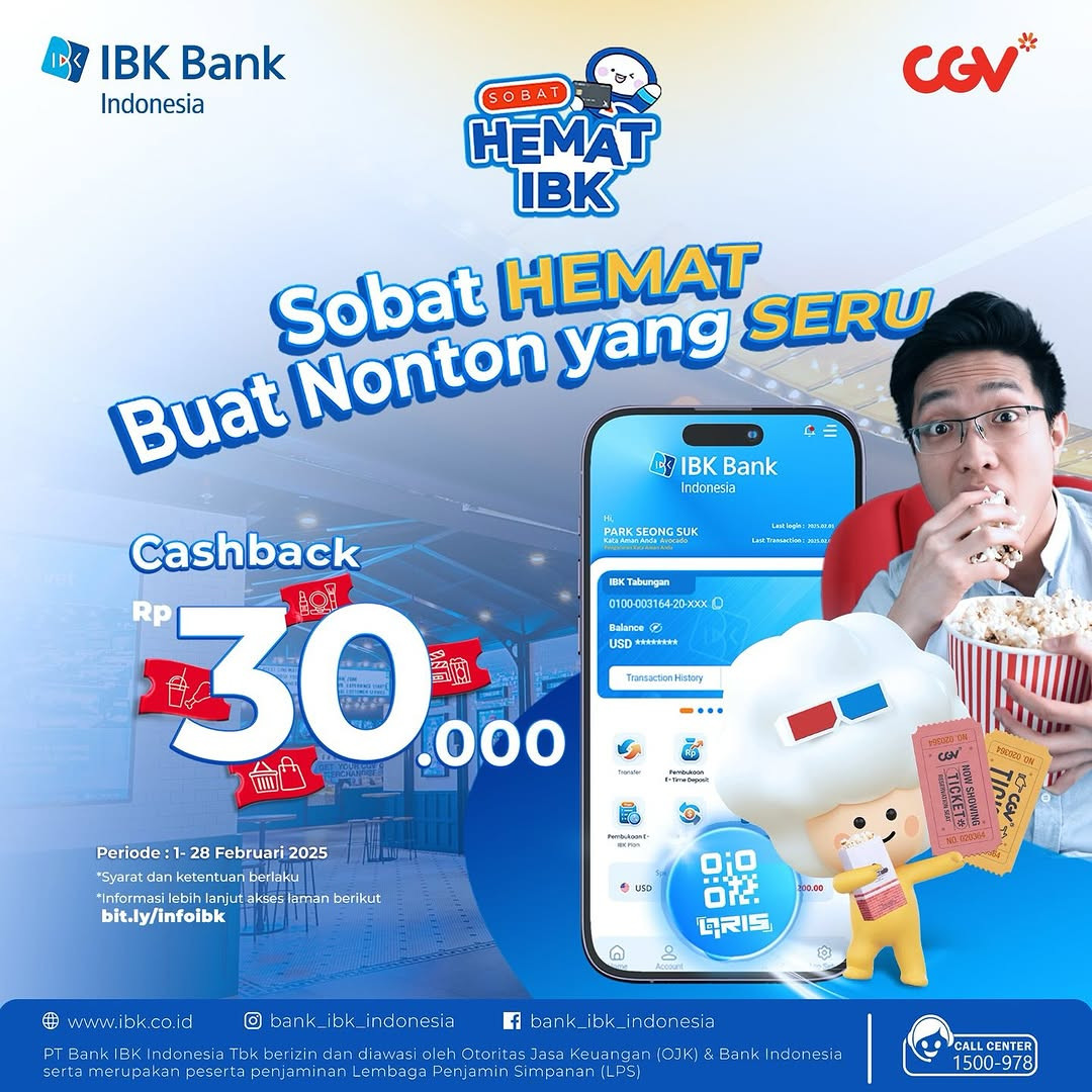 Promo CGV Cashback 30% dengan App IBK Bank - Image 1