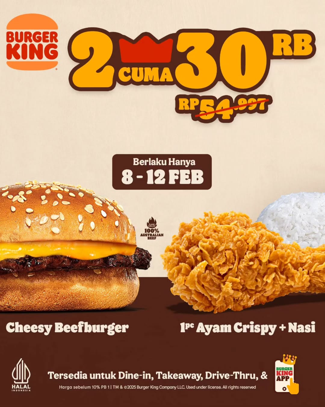 Promo Burger King 2 Cuma Rp 30.000 - Image 1