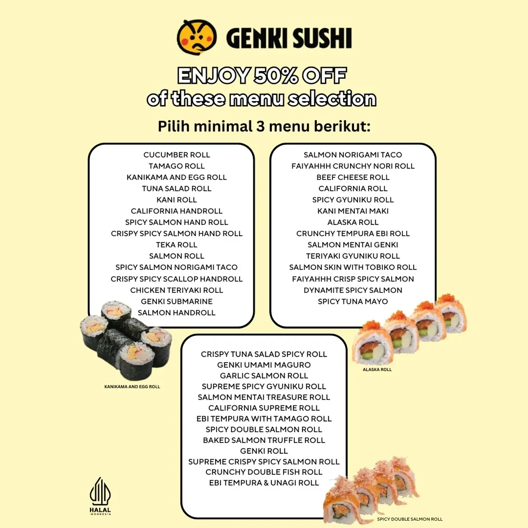 Promo Genki Sushi Diskon 50% Untuk Sushi Roll 25 - 28 Februari 2025 - Image 3