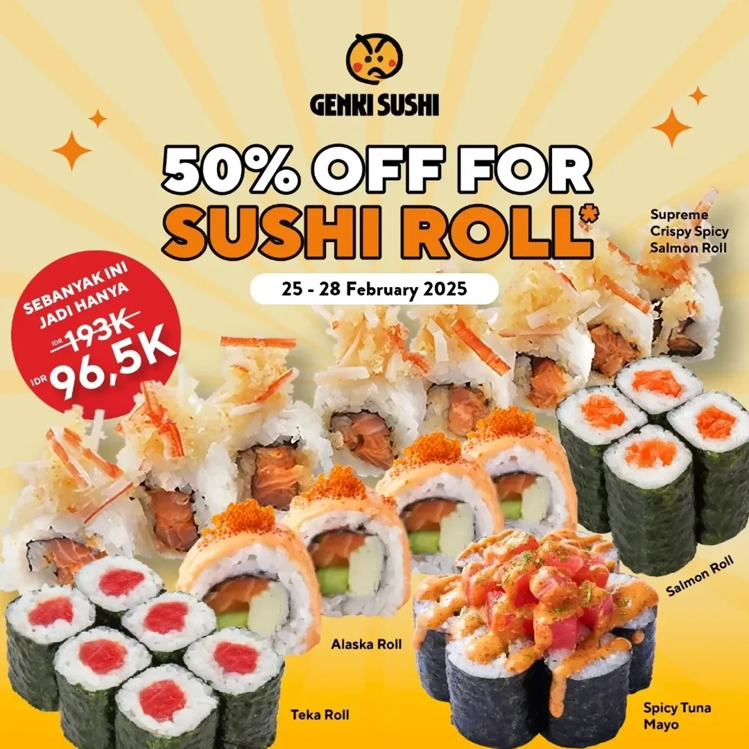 Promo Genki Sushi Diskon 50% Untuk Sushi Roll 25 - 28 Februari 2025 - Image 2