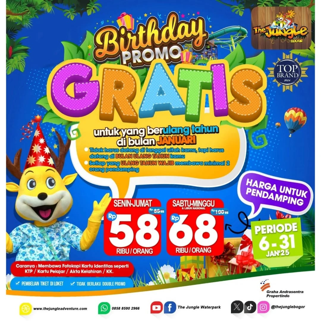 Promo The Jungle Birthday Promo GRATIS Buat Yang Berulang Tahun Januari 2025 - Image 1