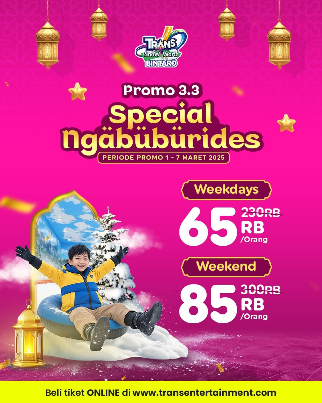 Promo Trans Snow Bintaro 3.3 Mulai Dari Rp 65K/Orang