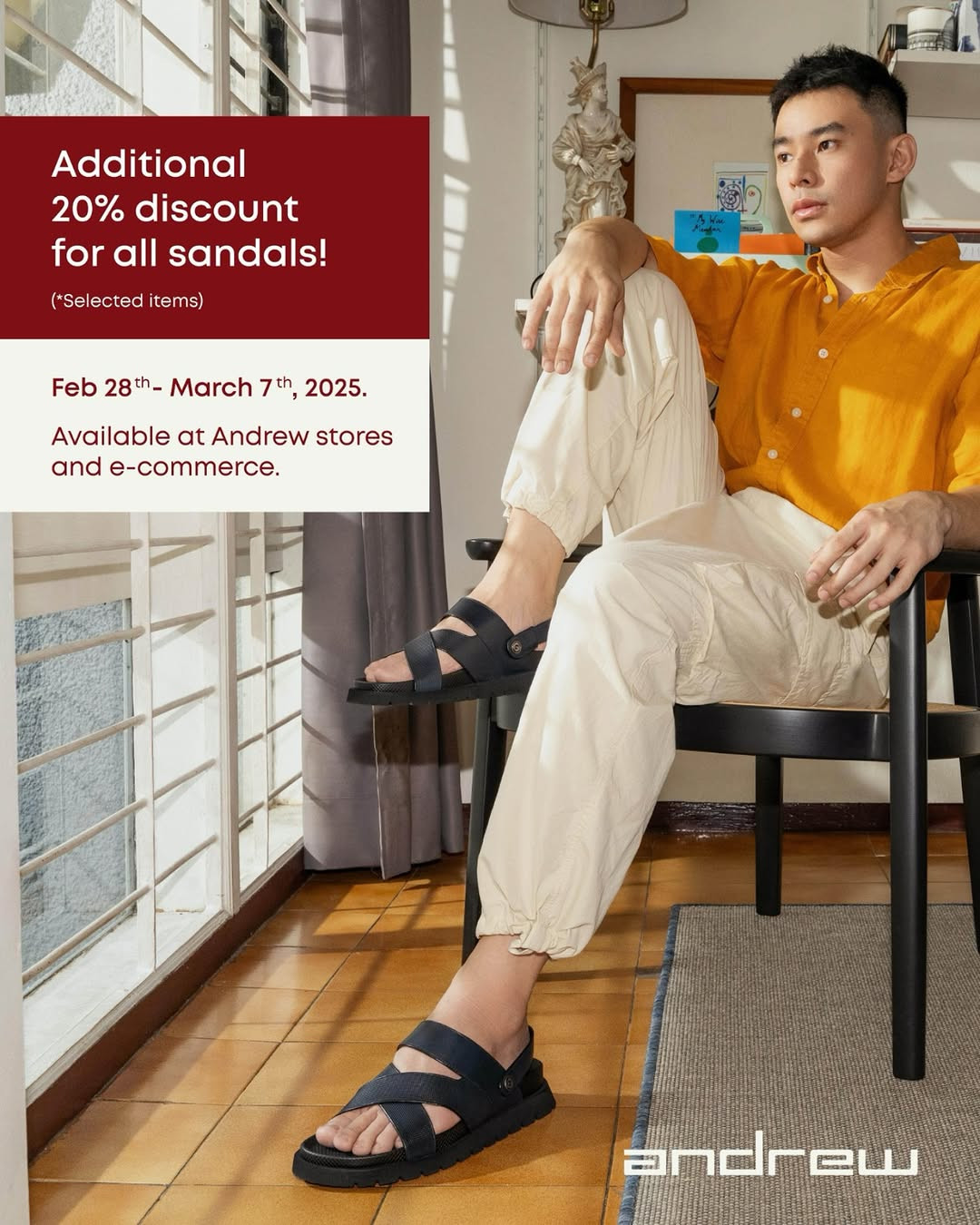 Promo Andrew Shoes Sale Diskon Tambahan s/d 20% Untuk Produk Sandal - Image 1