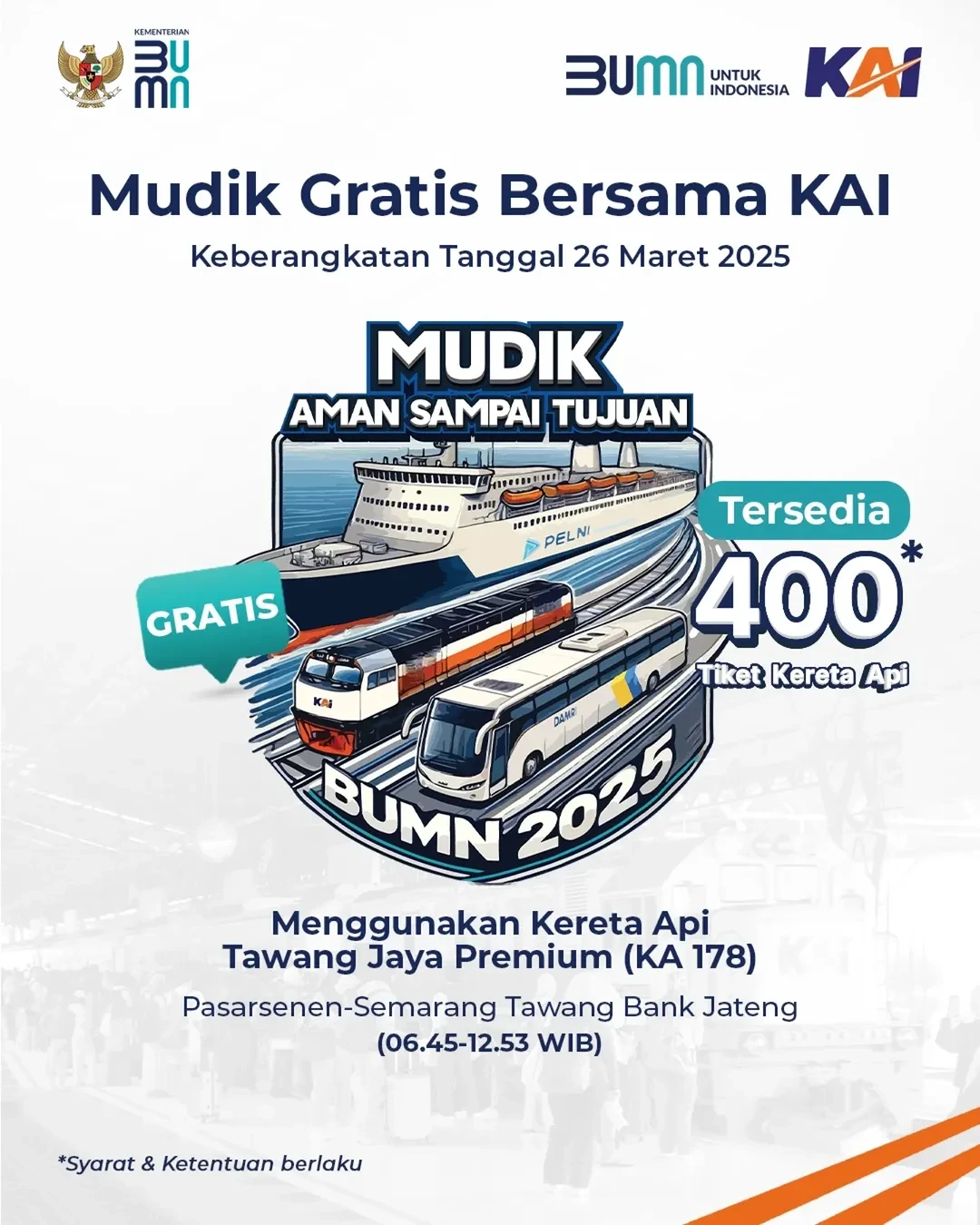 Promo PT KAI Mudik GRATIS dengan Kereta Tawang Mangu Premium - Image 2