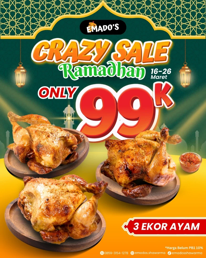 Promo Emados Shawarma Crazy Sale Ramadan Rp 99K Untuk 3 Ayam