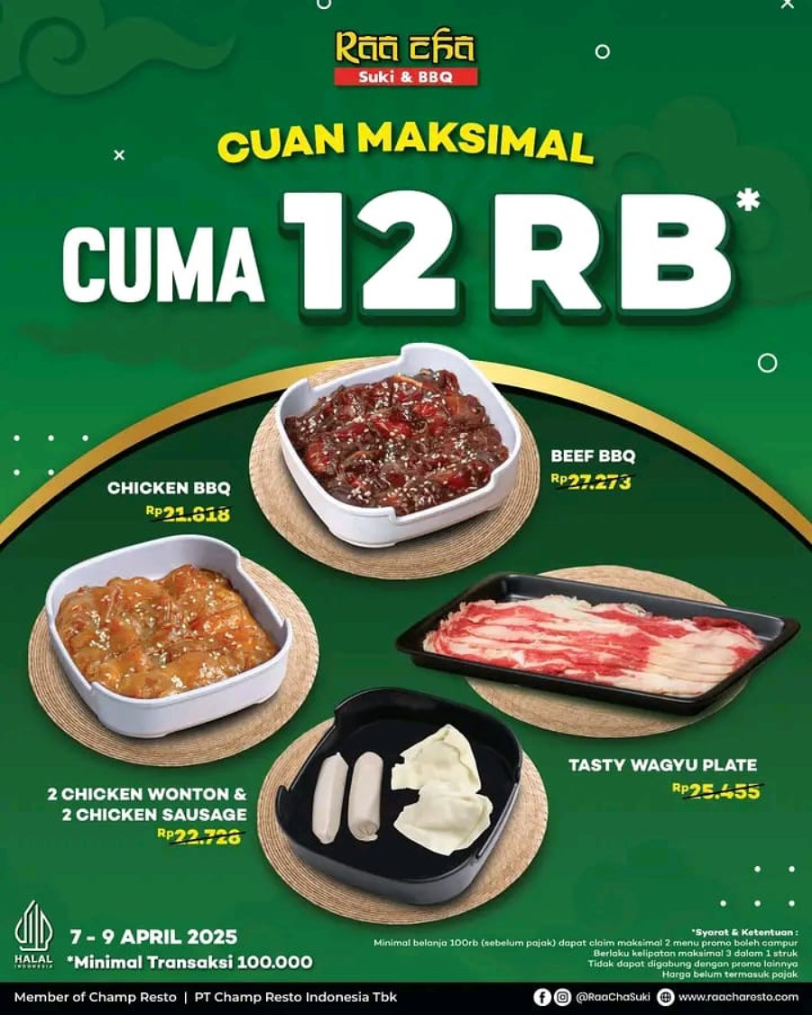 Promo Raa Cha Suki & BBQ Cuan Maksimal Hanya Rp 12.000 - Image 2