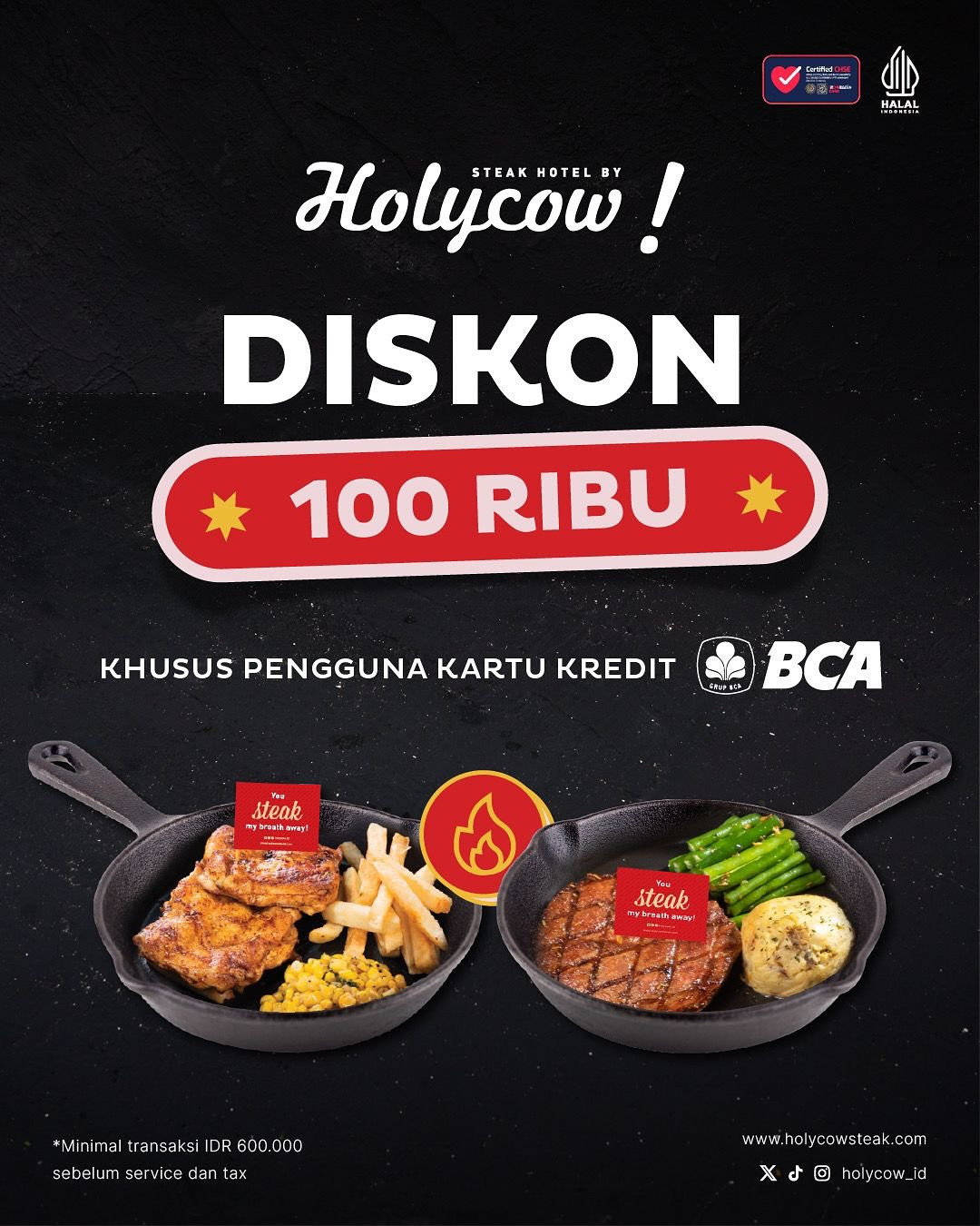 Promo Holycow Diskon Rp 100.000 Dengan Kartu Kredit BCA