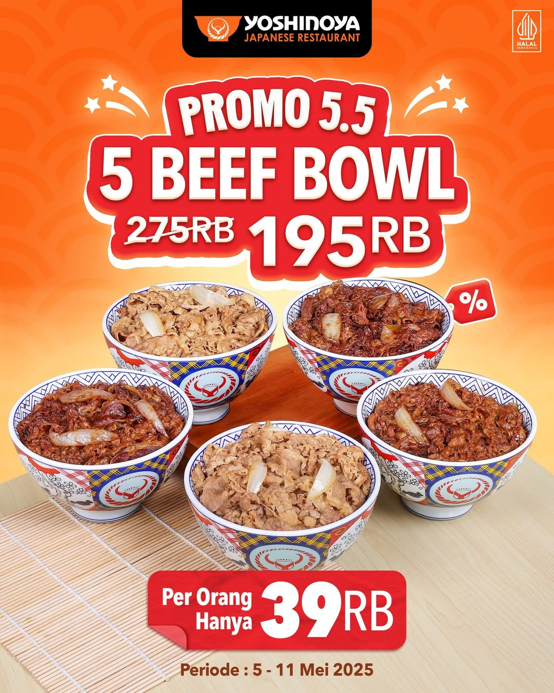 Promo  Yoshinoya 5.5 5 Beef Bowl Hanya Rp 195.000 - Image 1
