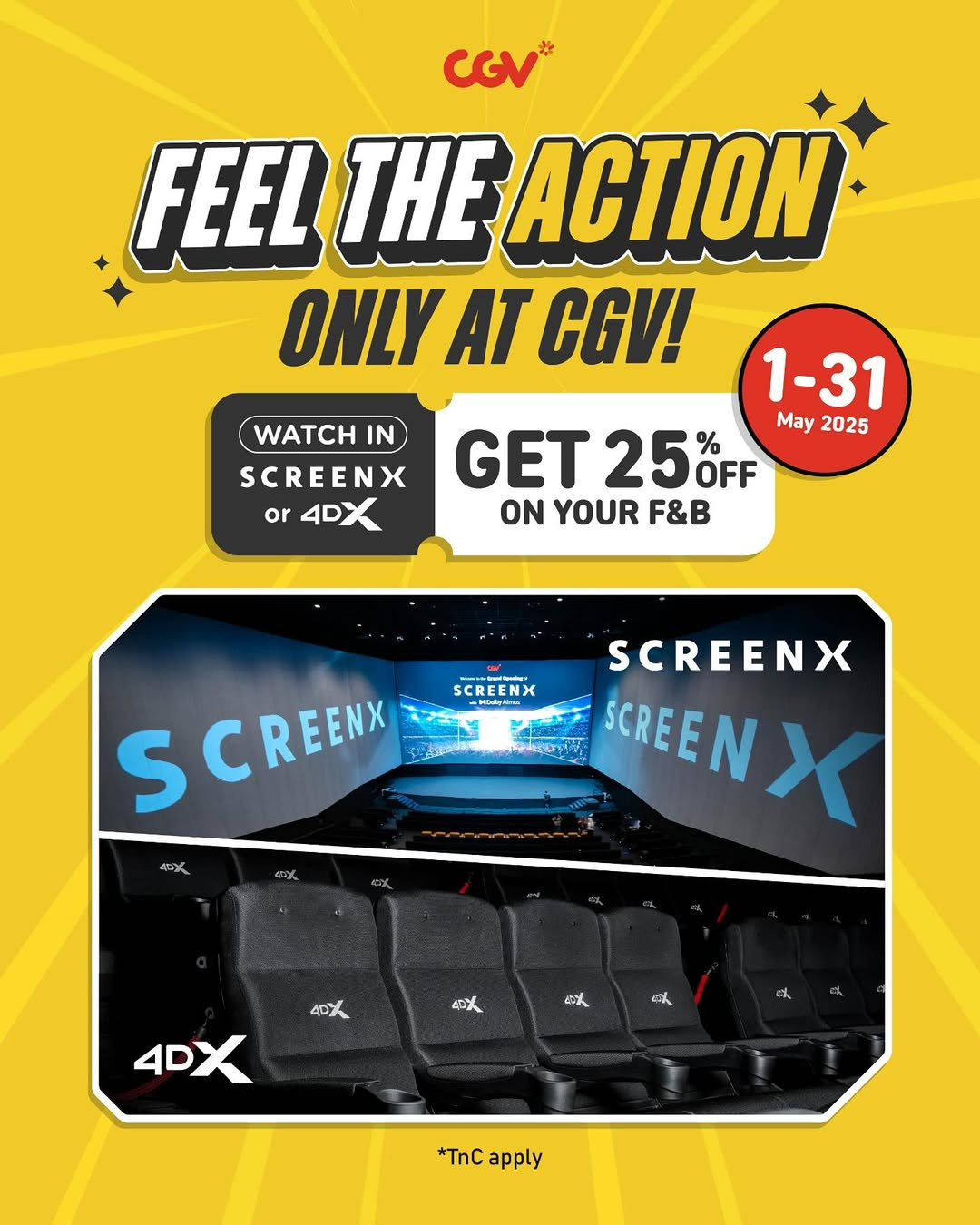 Promo CGV Beli Tiket ScreenX atau 4DX Diskon 25% Untuk F&B - Image 1