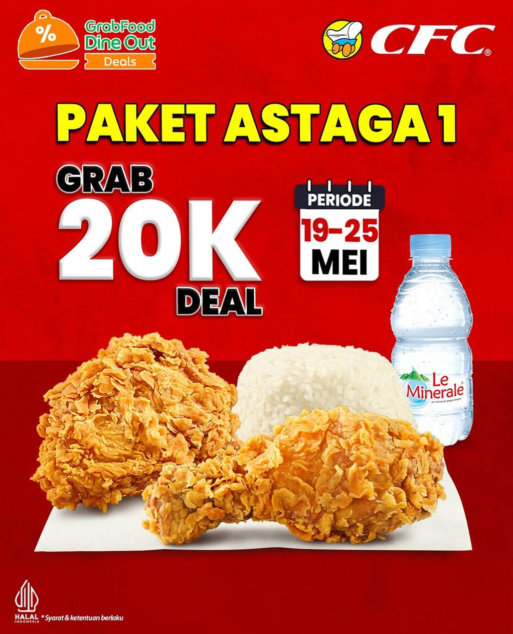 Promo CFC Paket Astaga 1 Rp 20.000 dengan GrabDineOut - Image 1
