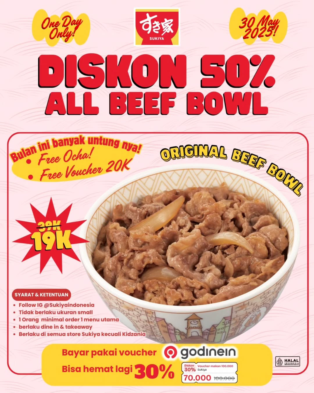 Promo Sukiya Diskon 50% Untuk Gyudon di 30 Mei 2025 - Image 1