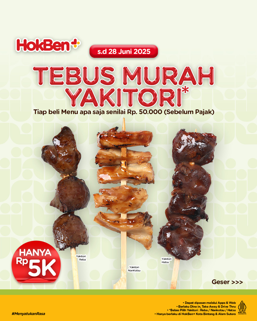 Promo Hokben Grand Kota Bekasi dan Alam Suutera Tebus Murah Yakitori dan Buy 1 Get 1 - Image 1