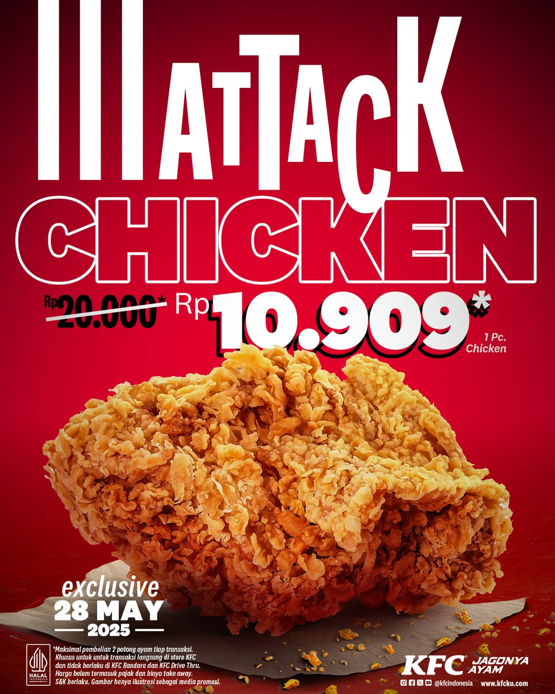 Promo KFC Attack Chicken Hanya Rp 10,000 Hanya di 28 Mei 2025 - Image 1