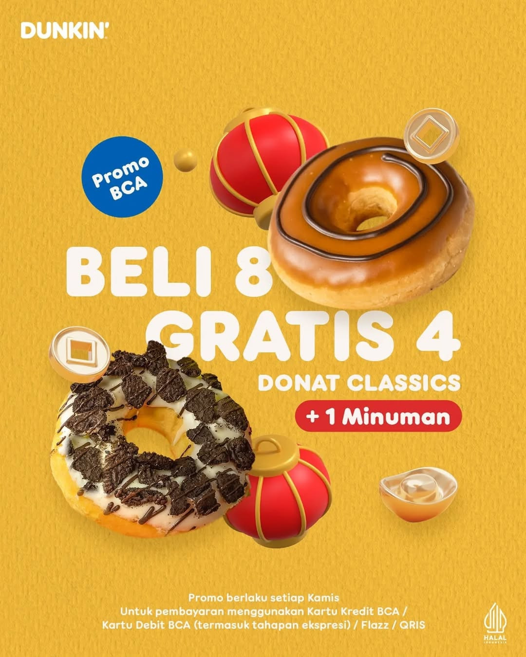 Promo Dunkin Beli 8 GRATIS 4 dengan BCA - Image 1