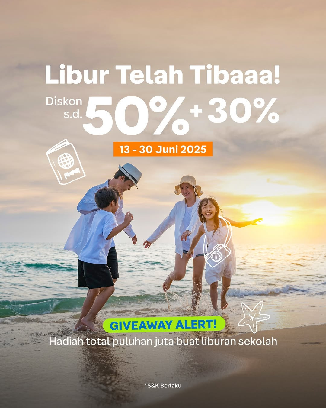 Promo Traveloka Libur Telah Tiba Diskon s/d 50% + 30% - Image 1