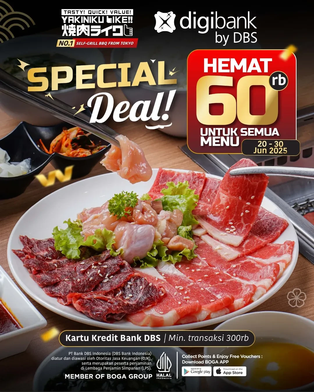 Promo Yakiniku Like Special Deal Hemat Rp 60.000 dengan Kartu Kredit DBS