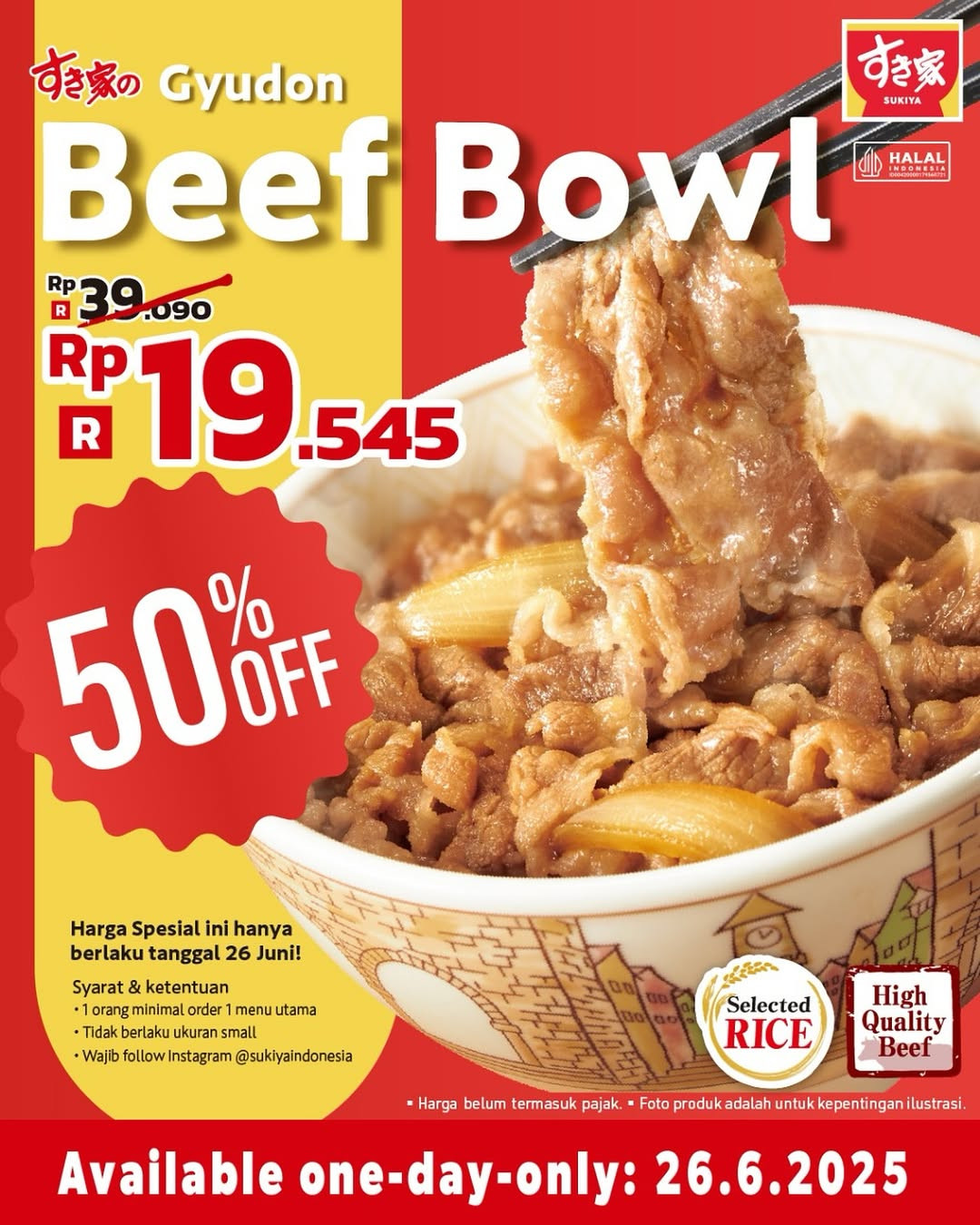 Promo Sukiya Gydon Beef Bowl Diskon 50% - Image 1