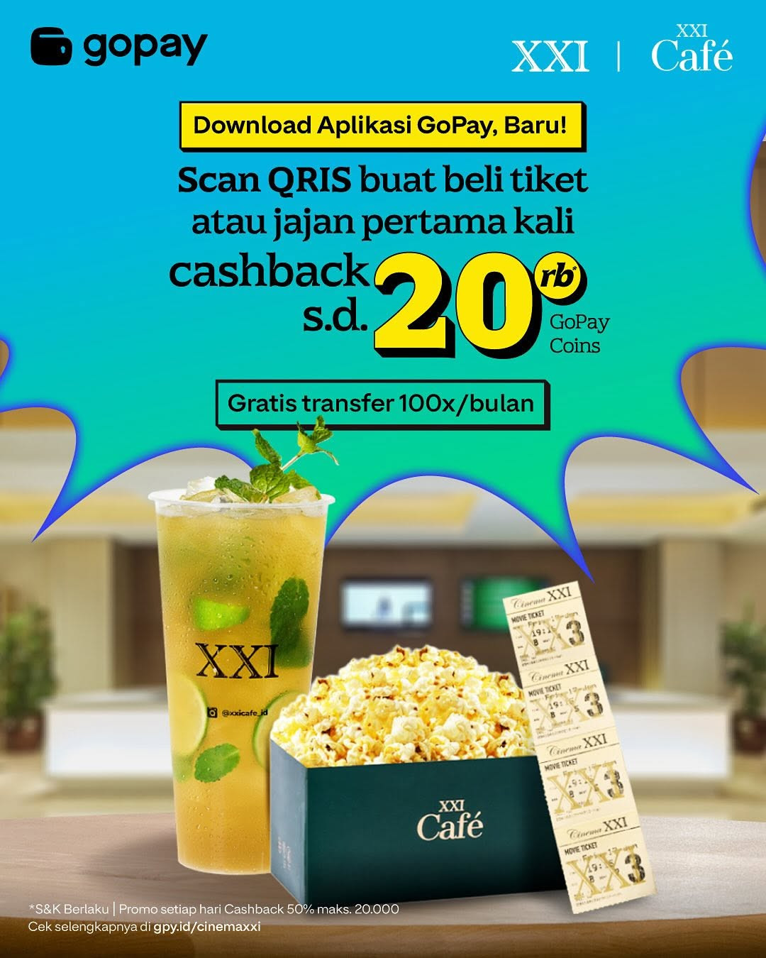 Promo Cinema XXI Cashback s/d 20% dengan Aplikasi Gopay - Image 1
