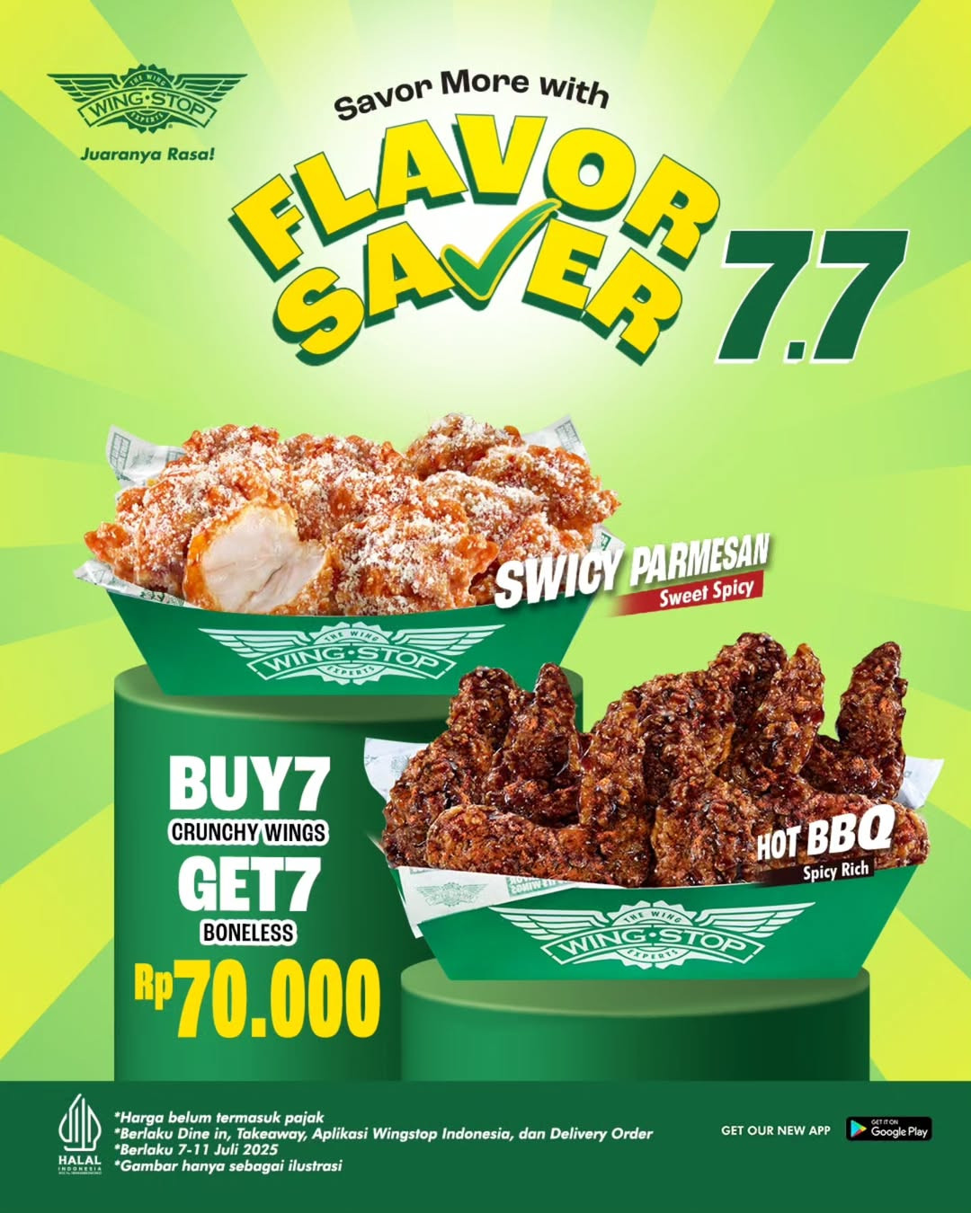 Promo Wingstop Flavor Saver 7.7 Buy 7 Get 7 Hanya Rp 70.000 - Image 1