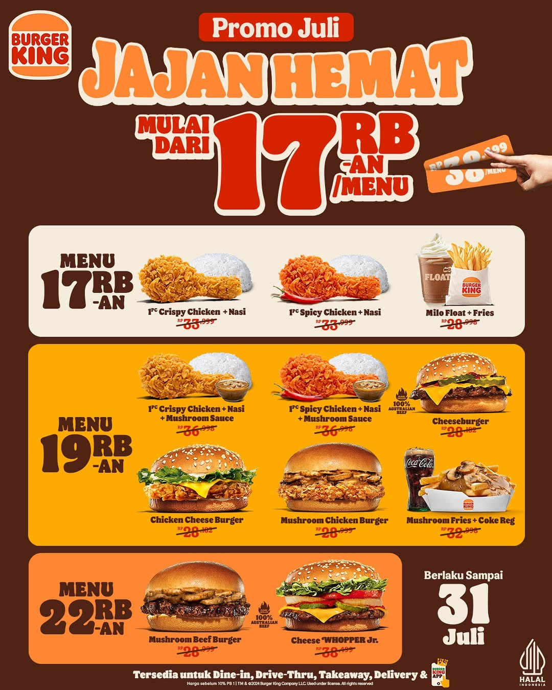 Promo Burger King Jajan Hemat Mulai Dari Rp 17.000 - Image 1
