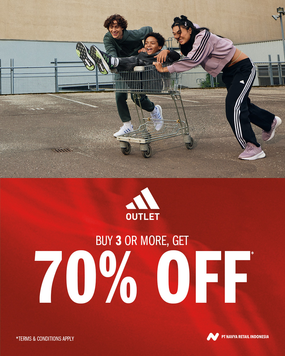 Promo Adidas Outlet Diskon 70% Untuk Pembelian 3 Item Keatas