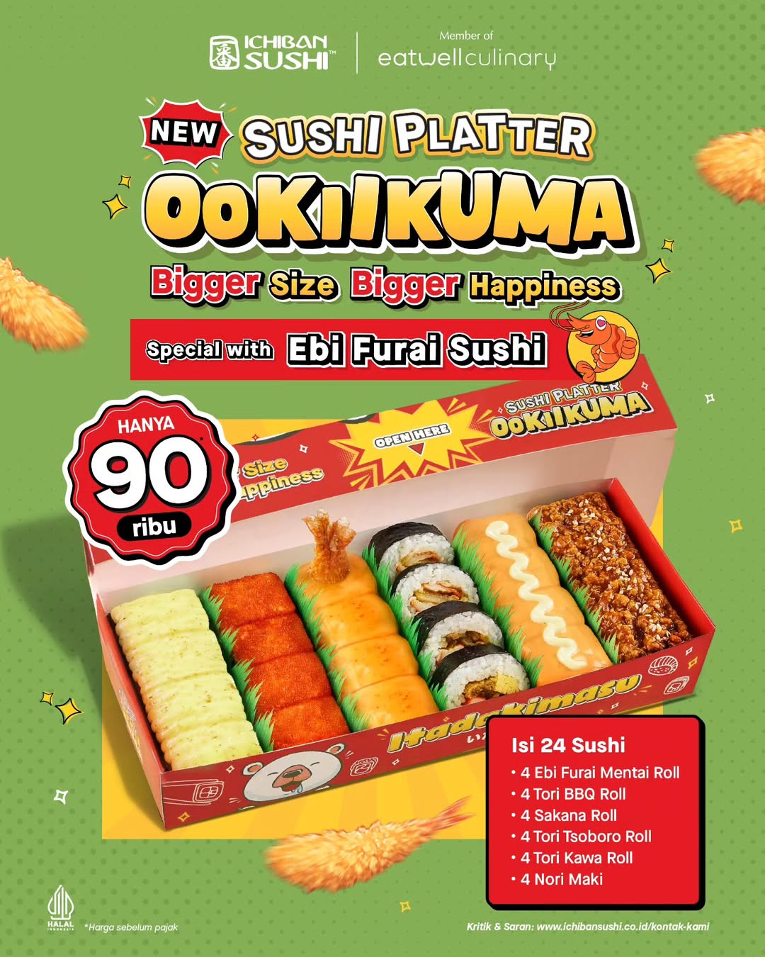 Promo Ichiban Sushi Ookiikuma Sushi Platter Rp 90.000 - Image 1