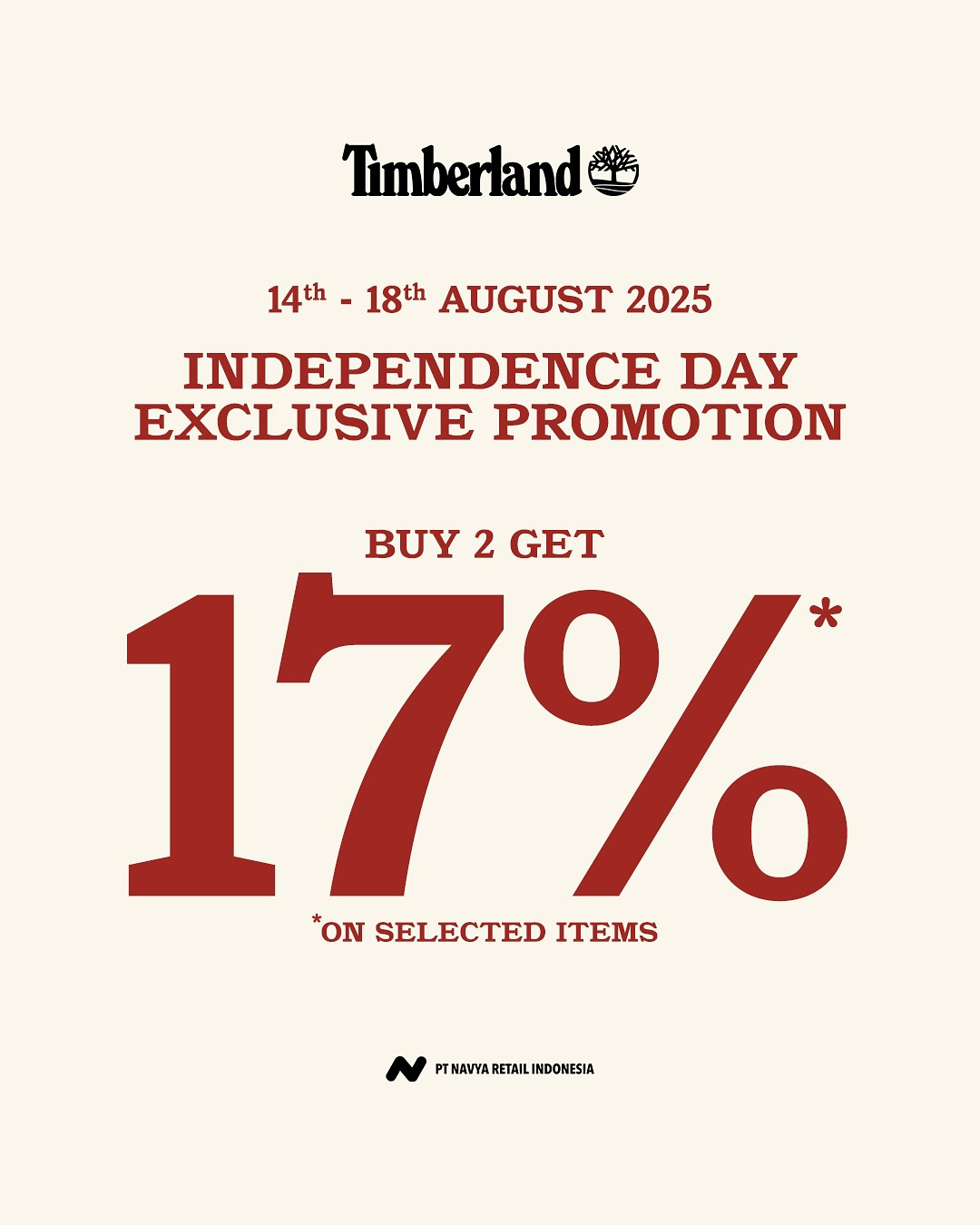 Promo Timberland Independence Day Exclusive Beli 2 Diskon 17% - Image 1
