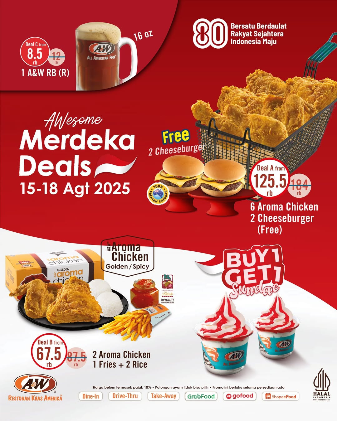 Promo A&W Merdeka Deals 15 - 17 Agustus 2025 - Image 2