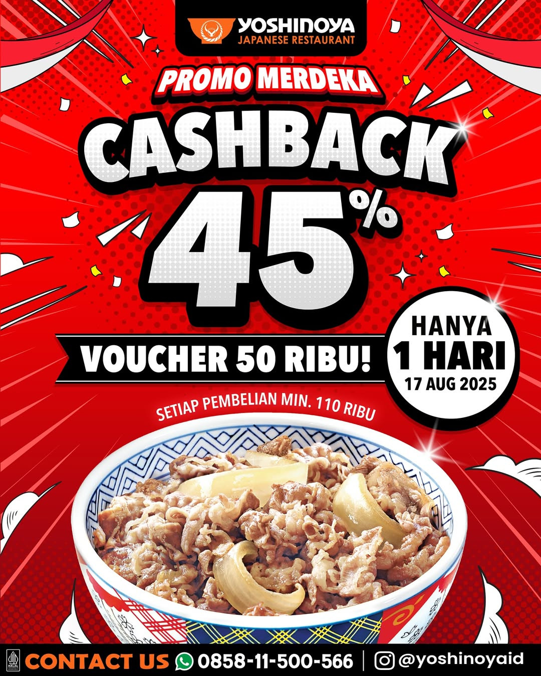 Promo Merdeka Yoshinoya 2025 Cashback 45% - Image 1