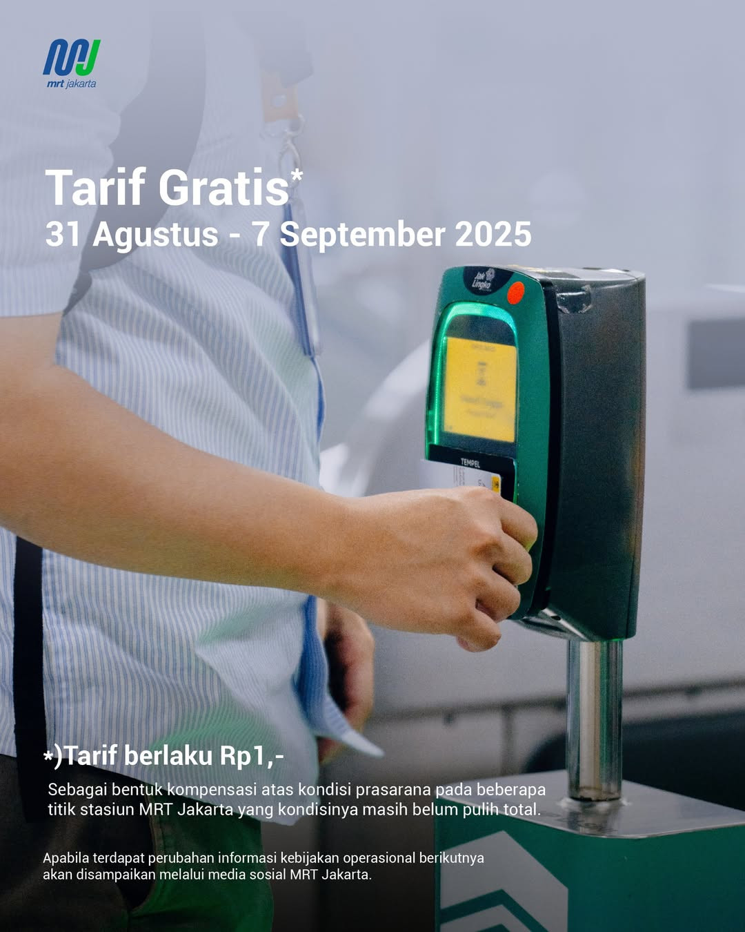 MRT Tarif Rp 1 Per 31 Agustus - 7 September 2025 - Image 1