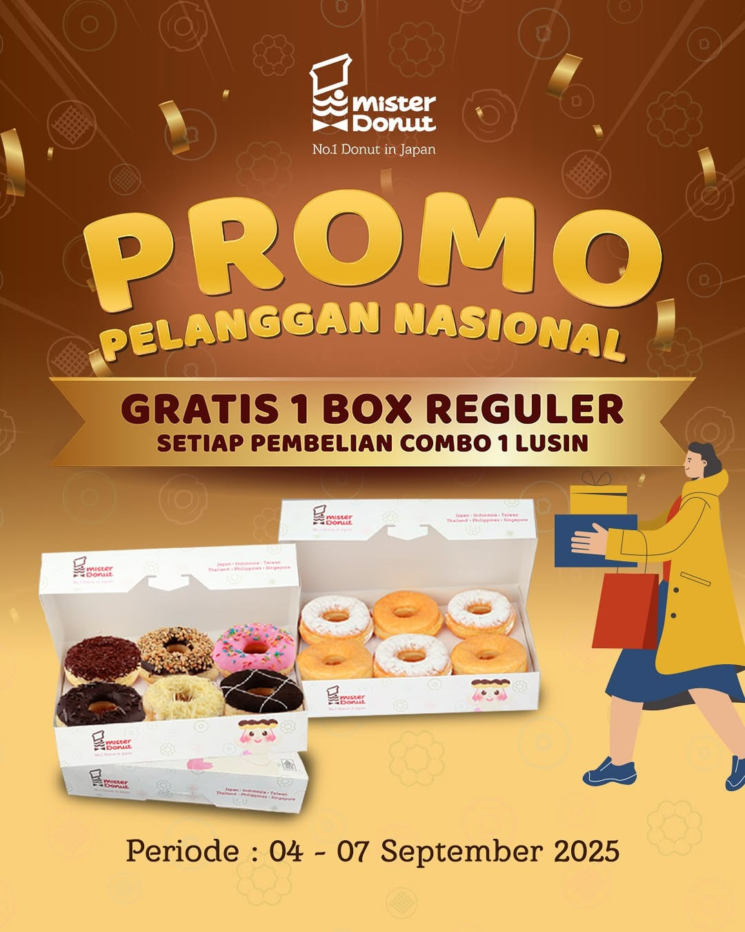 Promo Mister Donut Pelanggan Nasional Beli 1 GRATIS 1 Lusin - Image 1