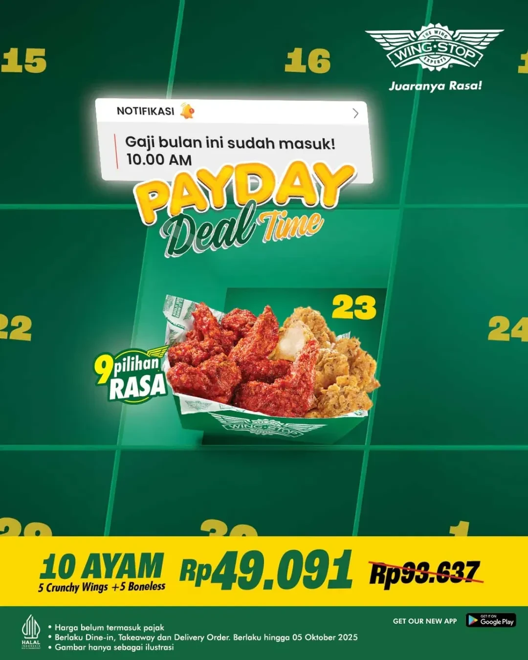 Promo Wingstop Payday Deal 10 Ayam Rp 49 Ribuan s/d 5 Oktober 2025 - Image 1