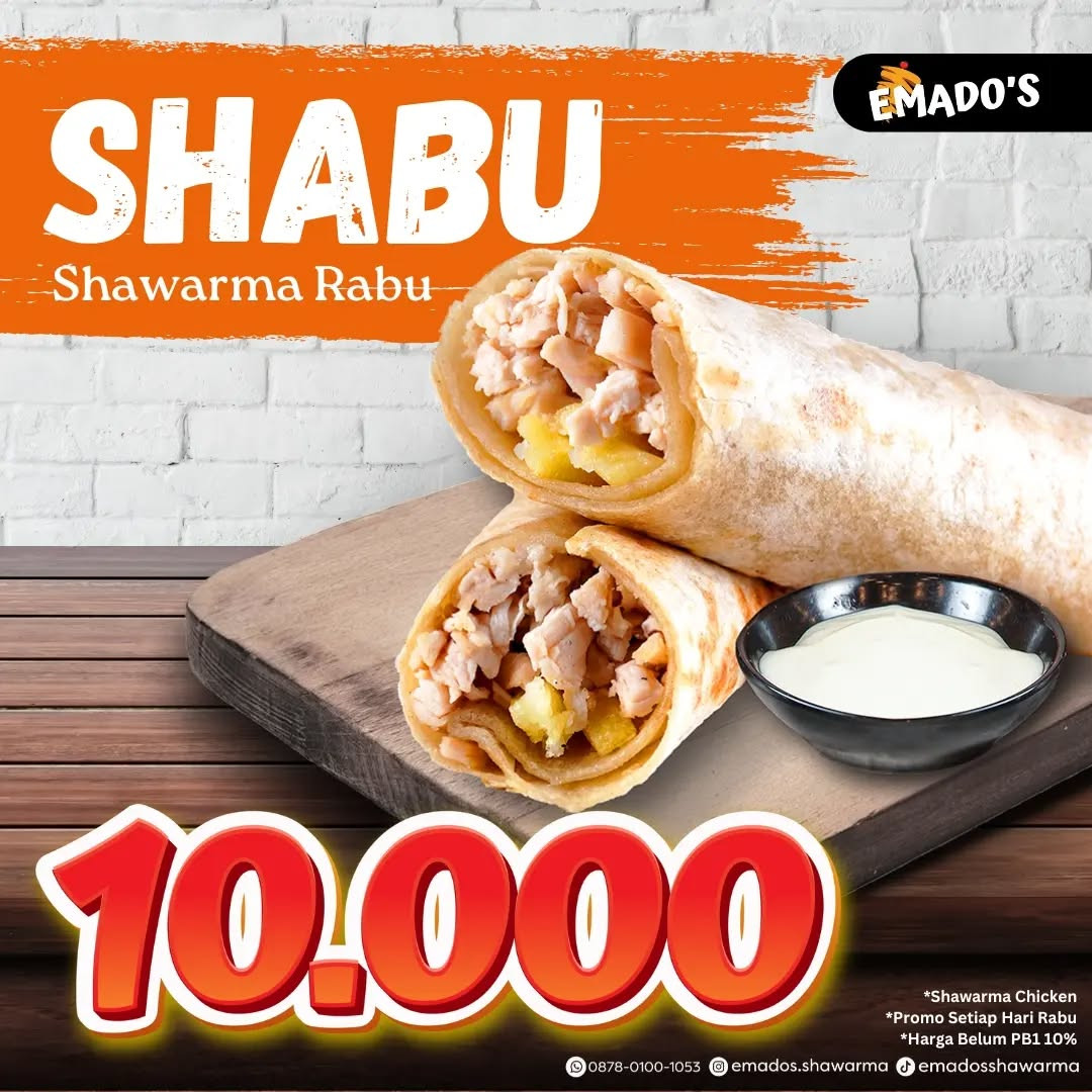 Promo Emados Hari Rabu Shawarma Hanya Rp 10.000