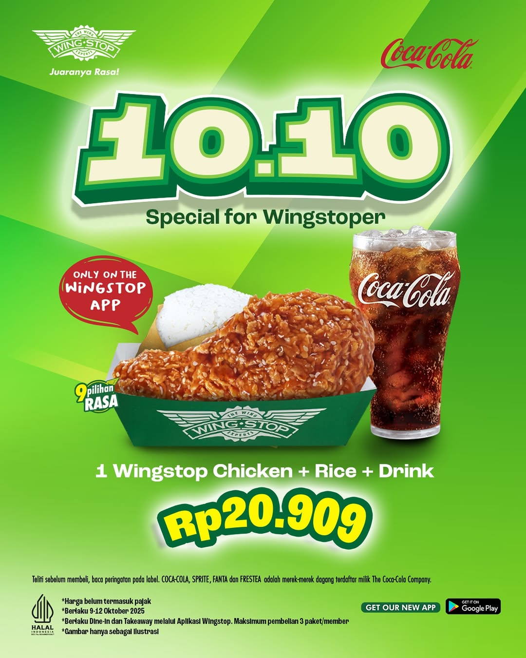 Promo Wingstop 10.10  1 Wingstop Chicken + Rice + Drink Rp 20.909 - Image 2